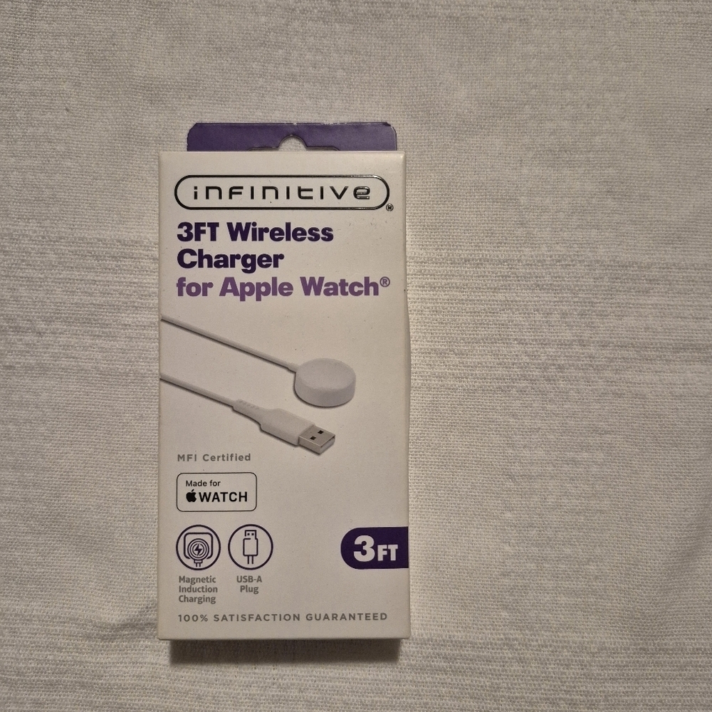 Infinitive 3 foot wireless charger for Apple Watch, New unopened box